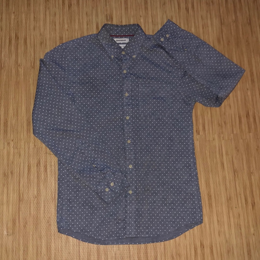 Oxford gray polka dot casual dress shirt, Size Small, by Goodthreads